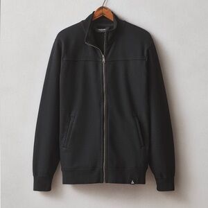 American Rag Men's Moto Full Zip Black Sweater Jacket LOOK SWEATSHIRT FEEL Sz M